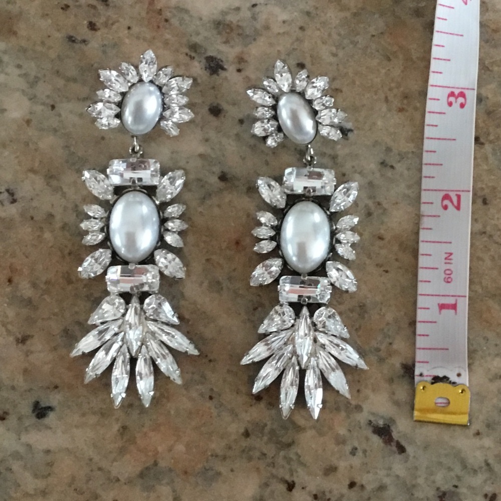 Dannijo Oxidized Silver Crystal Pearl Drop Earrings - Picture 4 of 7
